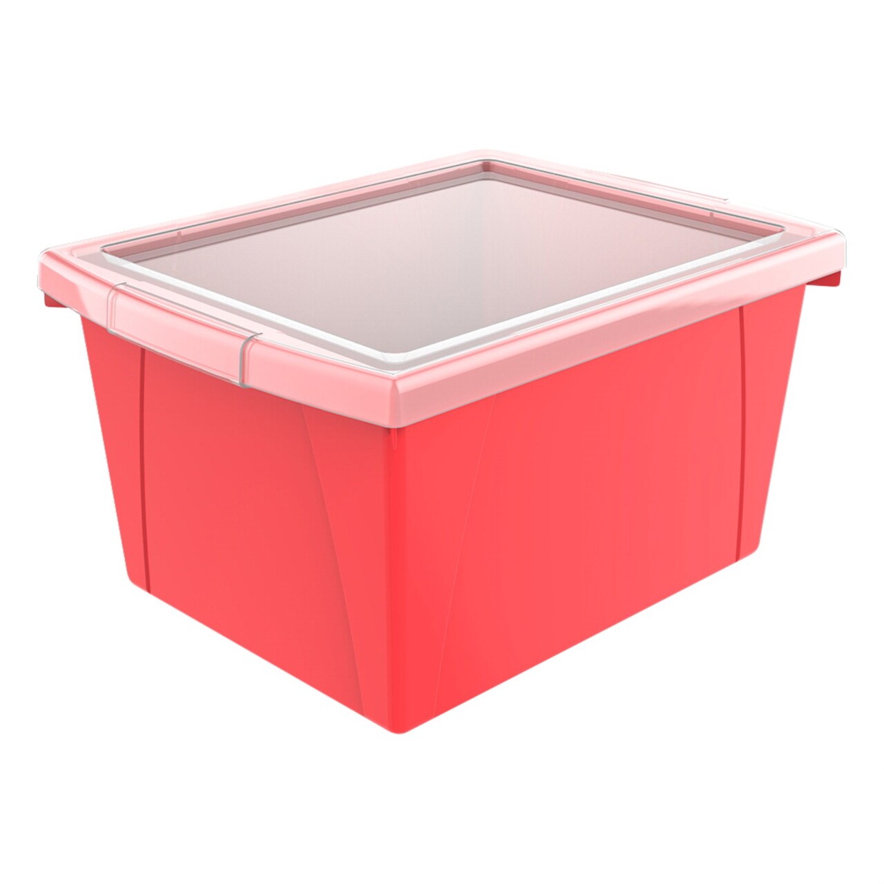 Storex Classroom Storage Bin with Lid, 4 Gallon, 13-5/8 x 11-1/4 x 7-7/8 Inches, Red